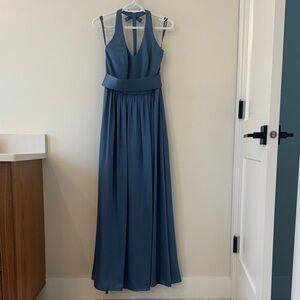 Vera Wang Steel Blue Halter Maxi Dress